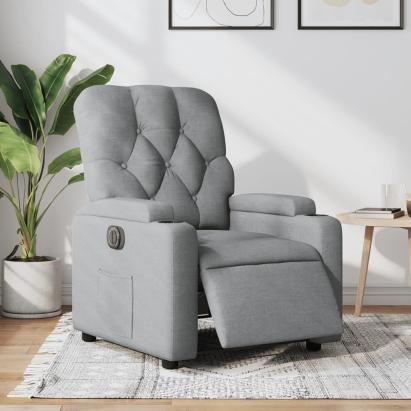 Fotoliu rabatabil electric, gri deschis, textil GartenMobel Dekor