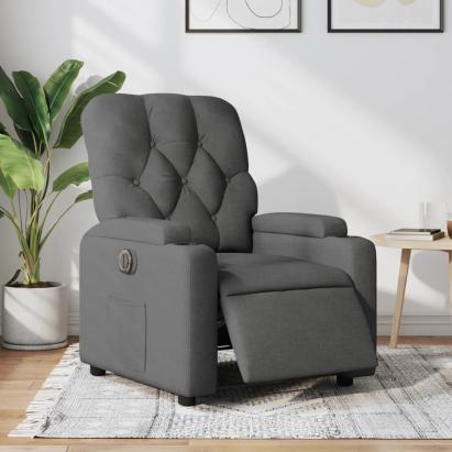 Fotoliu rabatabil electric, gri închis, material textil GartenMobel Dekor