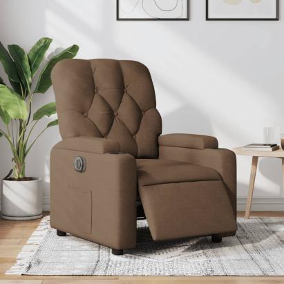 Fotoliu rabatabil electric, maro, material textil GartenMobel Dekor