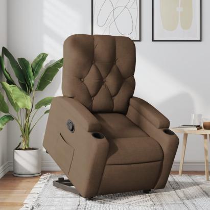 Fotoliu rabatabil cu ridicare pe verticală, maro, textil GartenMobel Dekor
