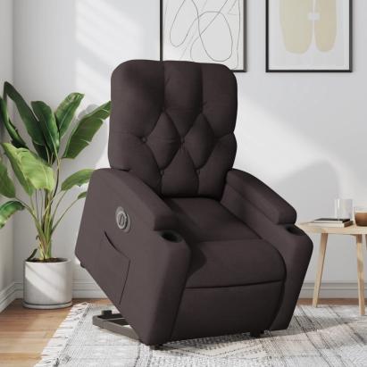 Fotoliu electric rabatabil cu ridicare, maro închis, textil GartenMobel Dekor