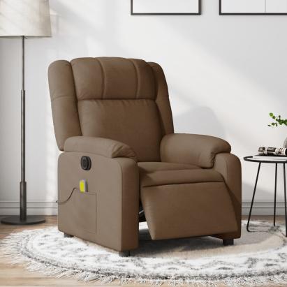 Fotoliu electric de masaj rabatabil, maro, textil GartenMobel Dekor