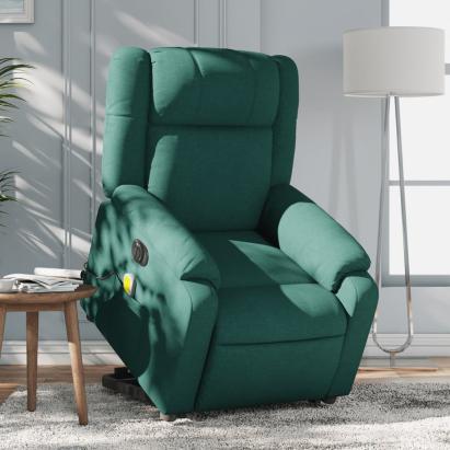 Fotoliu electric masaj rabatabil / ridicare verde închis textil GartenMobel Dekor