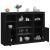 Servantă cu lumini LED, 3 buc., negru, lemn prelucrat GartenMobel Dekor