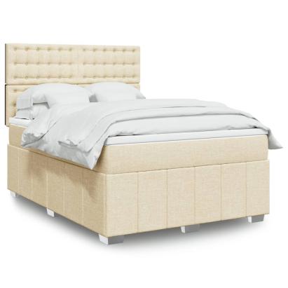 Pat continental cu saltea, crem, 140x200 cm, material textil GartenMobel Dekor