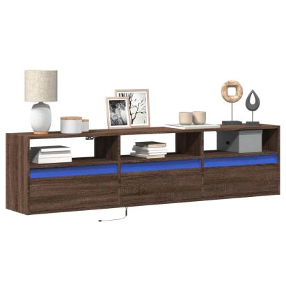 Dulap TV de perete cu lumini LED, stejar maro, 180x31x45 cm GartenMobel Dekor