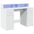 Birou cu lumini LED, alb, 120x55x91 cm, lemn prelucrat GartenMobel Dekor