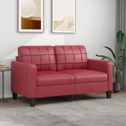 Canapea cu 2 locuri, roșu vin, 140 cm, piele ecologică GartenMobel Dekor