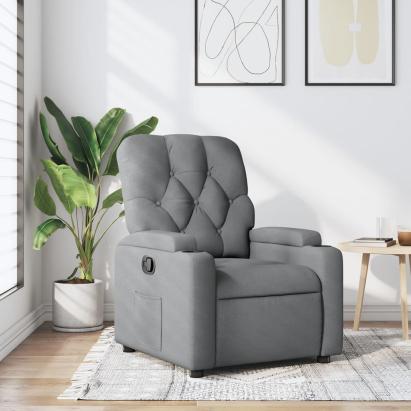 Fotoliu rabatabil, gri deschis, material textil GartenMobel Dekor