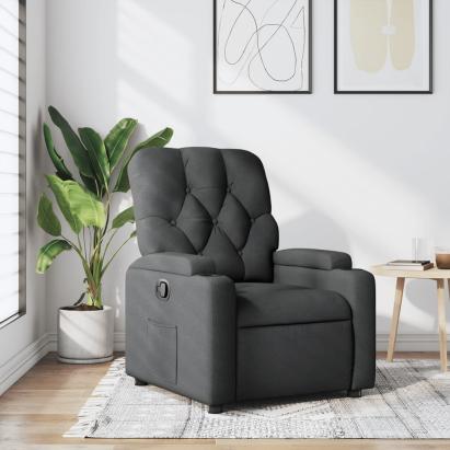 Fotoliu rabatabil, gri închis, material textil GartenMobel Dekor