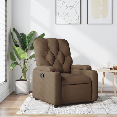Fotoliu rabatabil, maro, material textil GartenMobel Dekor