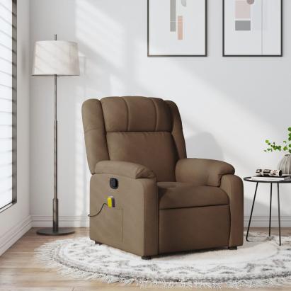 Fotoliu de masaj rabatabil, maro, material textil GartenMobel Dekor