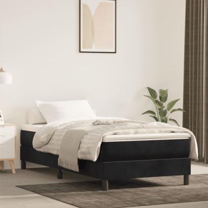 Saltea de pat cu arcuri, negru, 100x220x20 cm, catifea GartenMobel Dekor