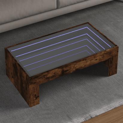 Măsuță de cafea cu LED infinity, stejar fumuriu, 90x50x30 cm GartenMobel Dekor