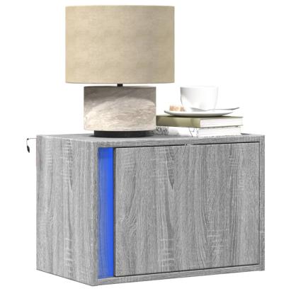 Noptieră montată pe perete cu lumini LED, sonoma gri GartenMobel Dekor