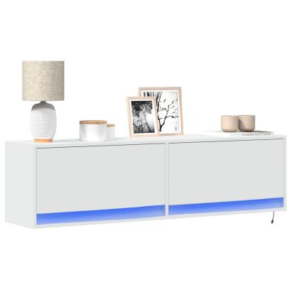 Dulap TV de perete cu lumini LED, alb, 140x31x38 cm GartenMobel Dekor