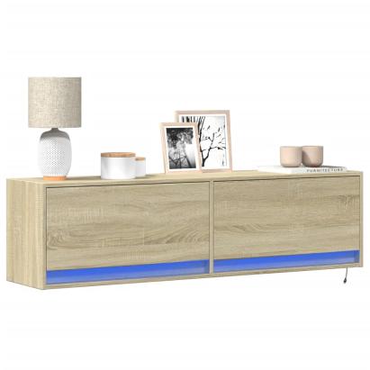 Comodă TV de perete cu lumini LED, stejar sonoma, 140x31x38 cm GartenMobel Dekor