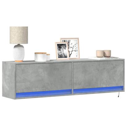 Comodă TV de perete cu lumini LED, gri beton, 140x31x38 cm GartenMobel Dekor