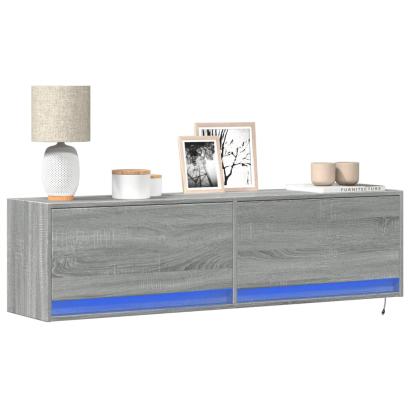 Comodă TV de perete cu lumini LED, gri sonoma, 140x31x38 cm GartenMobel Dekor