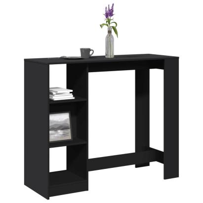 Masă de bar cu raft, negru, 124x46x103,5 cm, lemn prelucrat GartenMobel Dekor