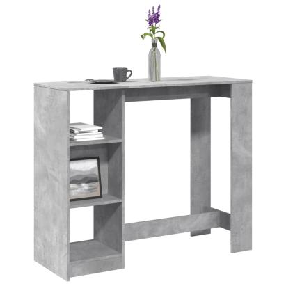 Masă de bar cu raft, gri beton, 124x46x103,5 cm, lemn prelucrat GartenMobel Dekor