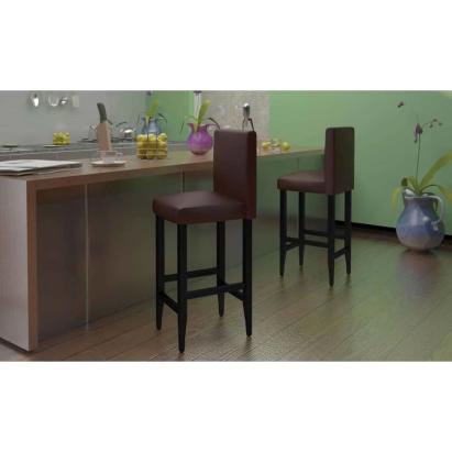 Scaune de bar, 6 buc., maro închis, piele ecologică GartenMobel Dekor