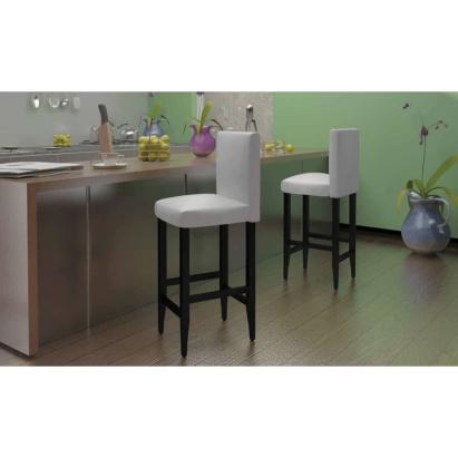 Scaune de bar, 6 buc., alb, piele ecologică GartenMobel Dekor