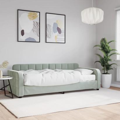 Pat de zi cu saltea, gri deschis, 80x200 cm, catifea GartenMobel Dekor