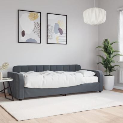 Pat de zi cu saltea, gri închis, 80x200 cm, catifea GartenMobel Dekor