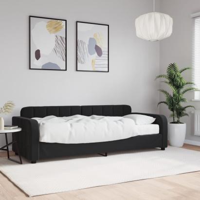 Pat de zi cu saltea, negru, 80x200 cm, catifea GartenMobel Dekor