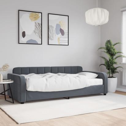 Pat de zi cu saltea, gri închis, 90x200 cm, catifea GartenMobel Dekor