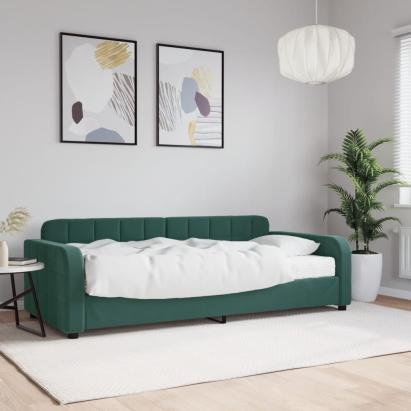 Pat de zi cu saltea, verde închis, 90x200 cm, catifea GartenMobel Dekor