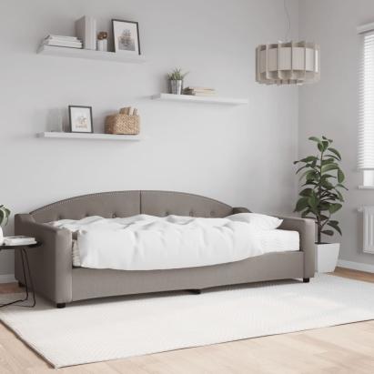 Pat de zi cu saltea, gri taupe, 100x200 cm, textil GartenMobel Dekor