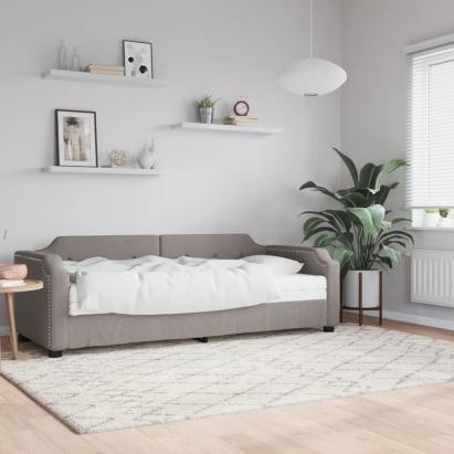 Pat de zi cu saltea, gri taupe, 100x200 cm, textil GartenMobel Dekor