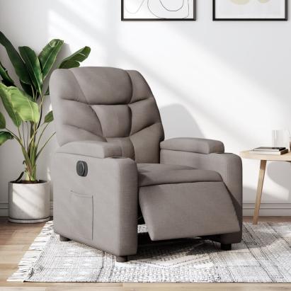 Fotoliu rabatabil electric, gri taupe, material textil GartenMobel Dekor