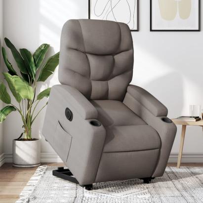 Fotoliu electric rabatabil cu ridicare, gri taupe, textil GartenMobel Dekor