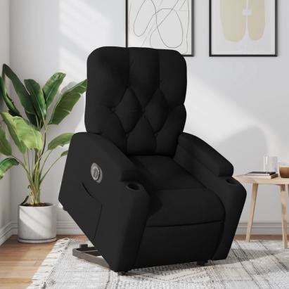 Fotoliu electric rabatabil cu ridicare, negru, textil GartenMobel Dekor