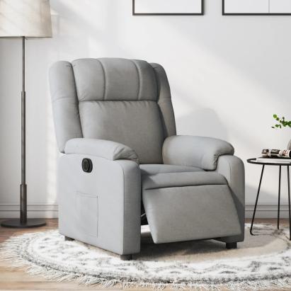 Fotoliu rabatabil electric, gri deschis, textil GartenMobel Dekor