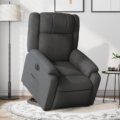 Fotoliu electric rabatabil cu ridicare, gri închis, textil GartenMobel Dekor
