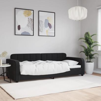 Pat de zi, negru, 80x200 cm, catifea GartenMobel Dekor