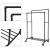 Suport mobil cu roti pentru haine, Songmics, cu raft pentru incaltaminte, metal, negru, max 110 kg, 100x59x162 cm GartenVIP DiyLine