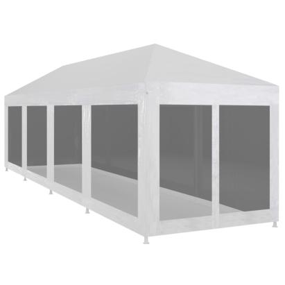 Cort Pavilion Alb 12x3 m cu 10 Pereti Laterali tip Plasa pentru Petrecere, Evenimente, Curte sau Gradina