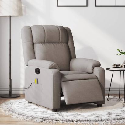 Fotoliu electric de masaj rabatabil, gri taupe, textil GartenMobel Dekor