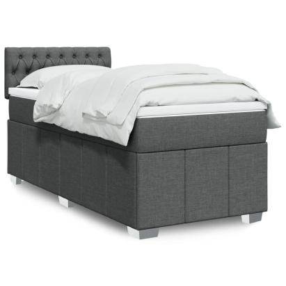 Pat box spring cu saltea, gri închis, 80x200 cm, textil GartenMobel Dekor