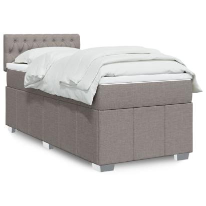 Pat box spring cu saltea, gri taupe, 90x200 cm, textil GartenMobel Dekor