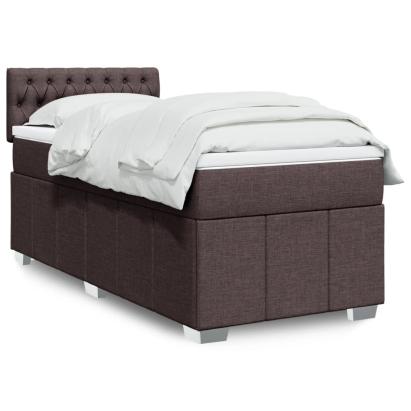 Pat box spring cu saltea, maro închis, 100x200 cm, textil GartenMobel Dekor