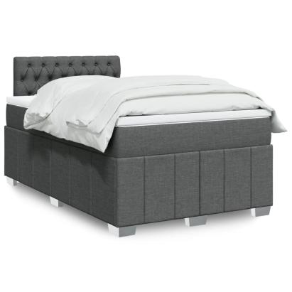 Pat box spring cu saltea, gri închis, 120x190 cm, textil GartenMobel Dekor