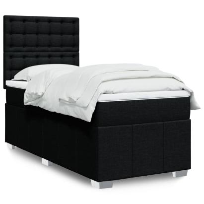 Pat box spring cu saltea, negru, 80x200 cm, textil GartenMobel Dekor