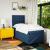Pat box spring cu saltea, albastru, 90x190 cm, textil GartenMobel Dekor