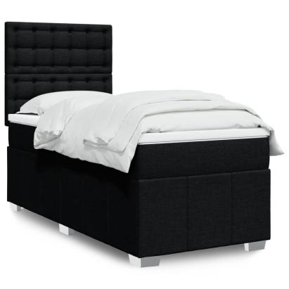 Pat box spring cu saltea, negru, 90x200 cm, textil GartenMobel Dekor